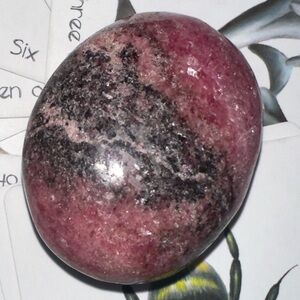 Pink and Black AAA grade Rhodonite large Palm stone ABSOLUTELY EXQUISITE!!